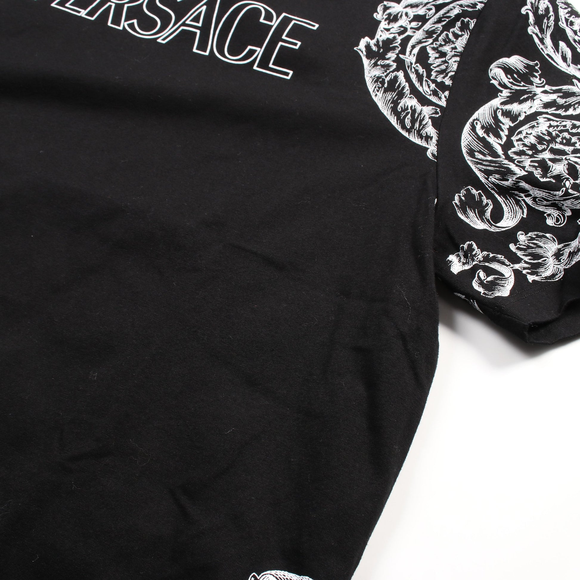 Tシャツ クルーネック 半袖 コットン ブラック ホワイト ヴェルサーチ トップス Versace