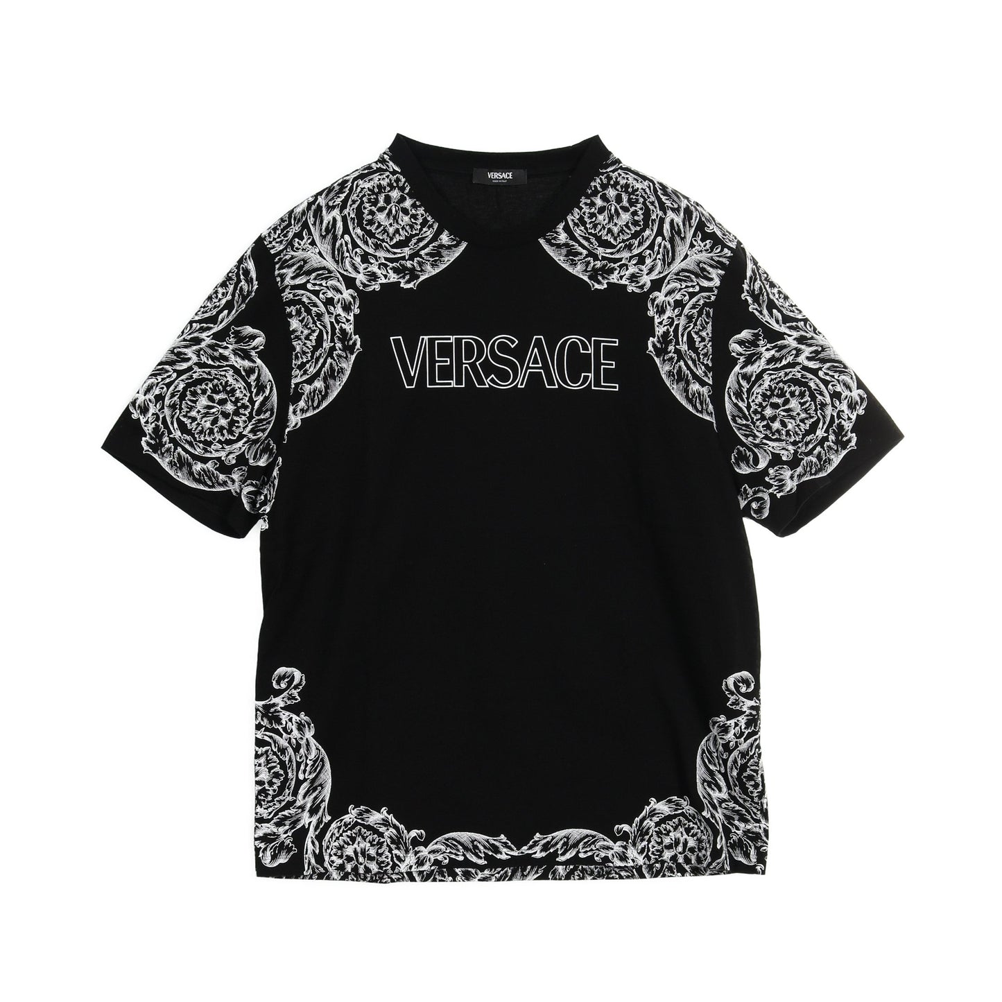 Tシャツ クルーネック 半袖 コットン ブラック ホワイト ヴェルサーチ トップス Versace