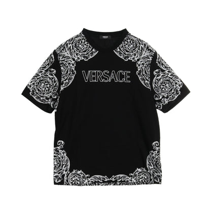 Tシャツ クルーネック 半袖 コットン ブラック ホワイト ヴェルサーチ トップス Versace