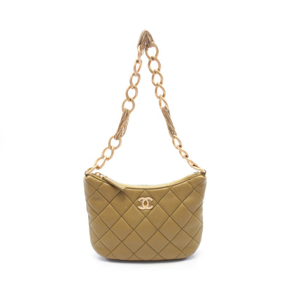 スモールホーボー チェーンショルダーバッグ レザー カーキグリーン ゴールド金具 シャネル バッグ CHANEL