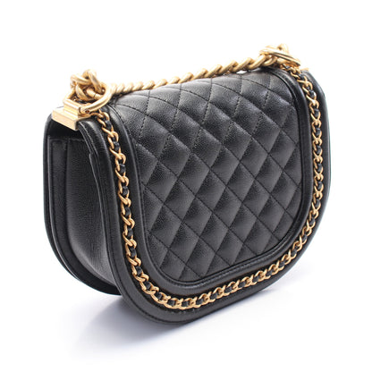 ボーイシャネル スモール チェーンショルダーバッグ キャビアスキン ブラック ゴールド金具 シャネル バッグ CHANEL