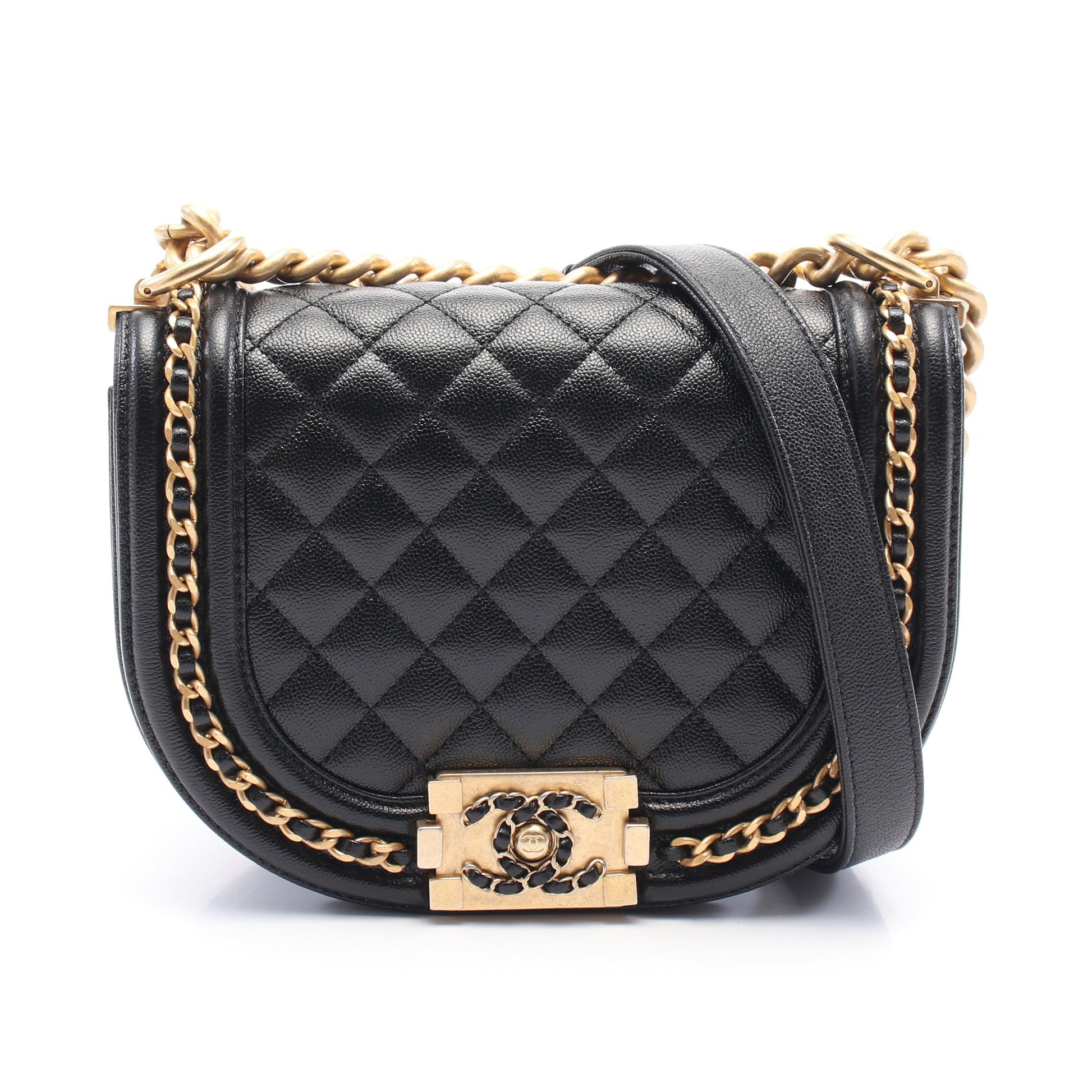 ボーイシャネル スモール チェーンショルダーバッグ キャビアスキン ブラック ゴールド金具 シャネル バッグ CHANEL