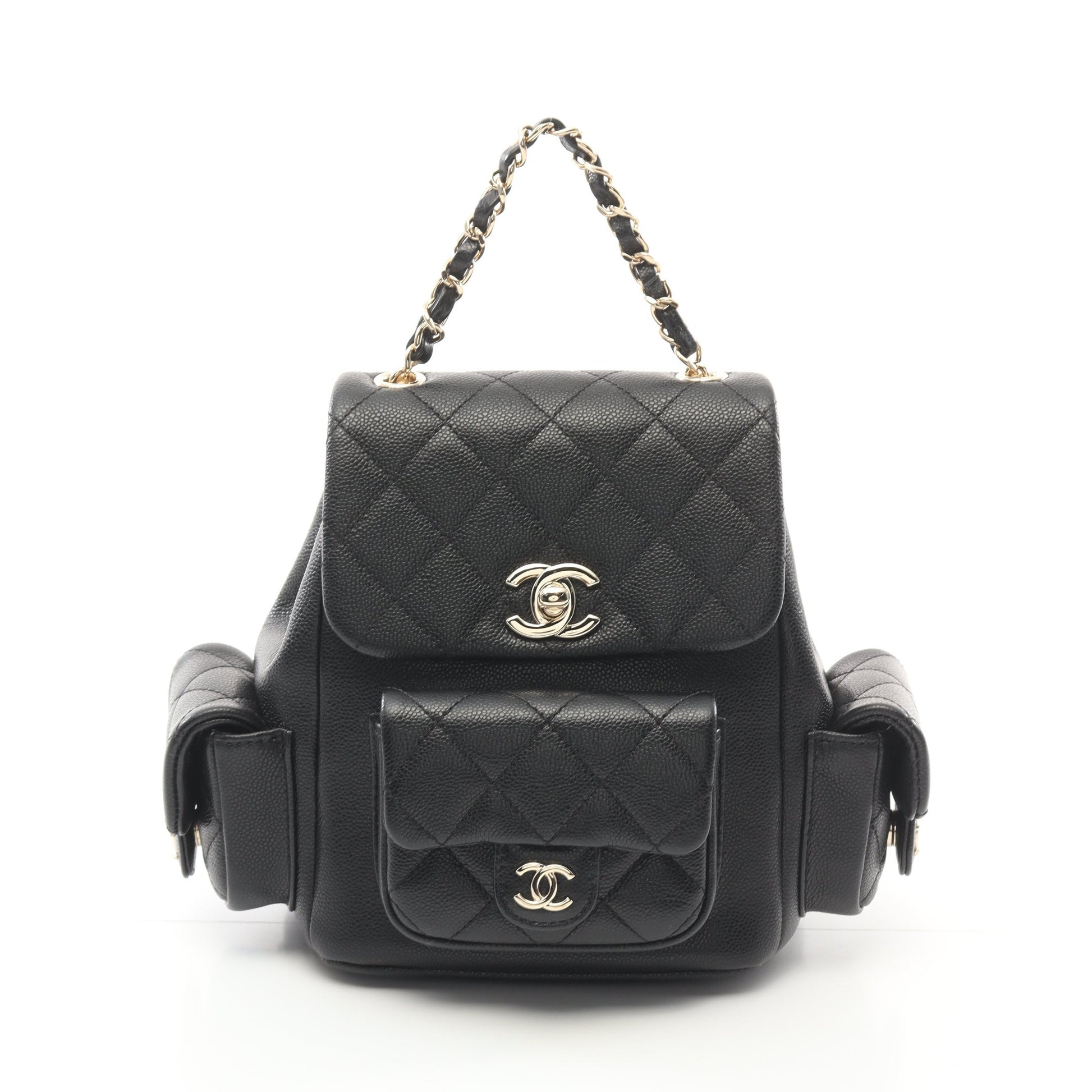 マトラッセ バックパック リュックサック キャビアスキン ブラック ゴールド金具 シャネル バッグ CHANEL