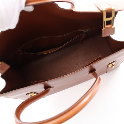 ドラッグ37 コニャック ハンドバッグ ボックスカーフ ブラウン ゴールド金具 □E刻印 エルメス バッグ HERMES