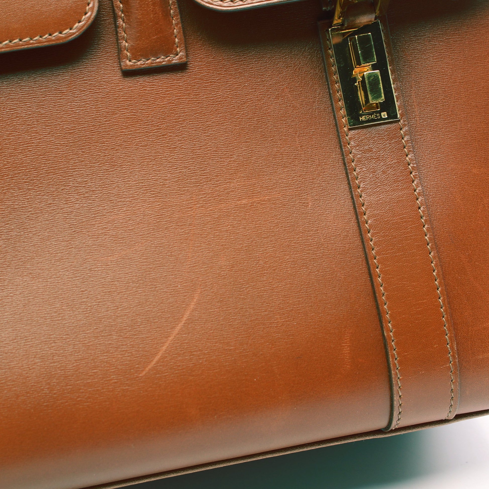 ドラッグ37 コニャック ハンドバッグ ボックスカーフ ブラウン ゴールド金具 □E刻印 エルメス バッグ HERMES