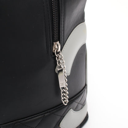 カンボンライン ボストンバッグ ハンドバッグ レザー ブラック グレー シルバー金具 シャネル バッグ CHANEL
