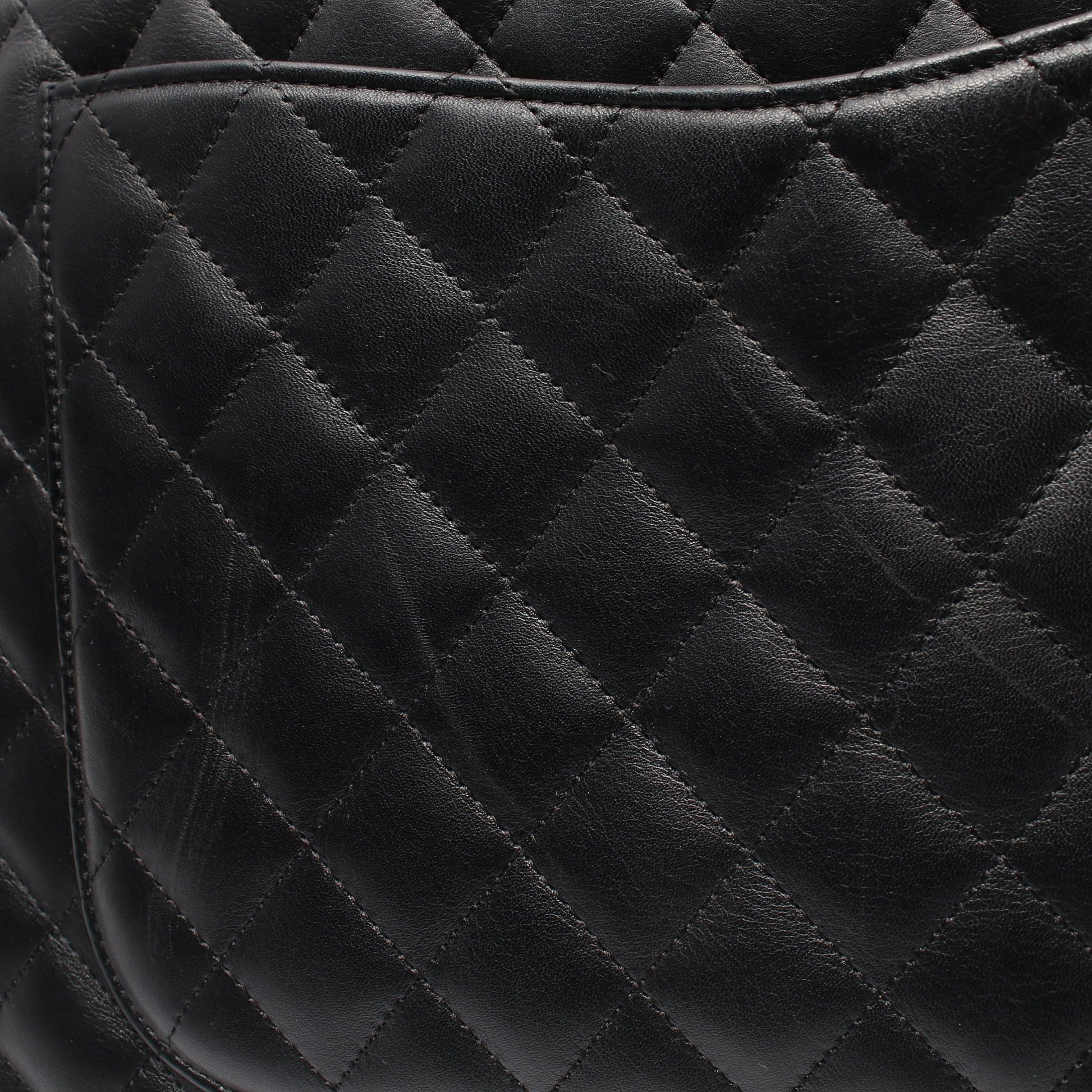 カンボンライン ボストンバッグ ハンドバッグ レザー ブラック グレー シルバー金具 シャネル バッグ CHANEL