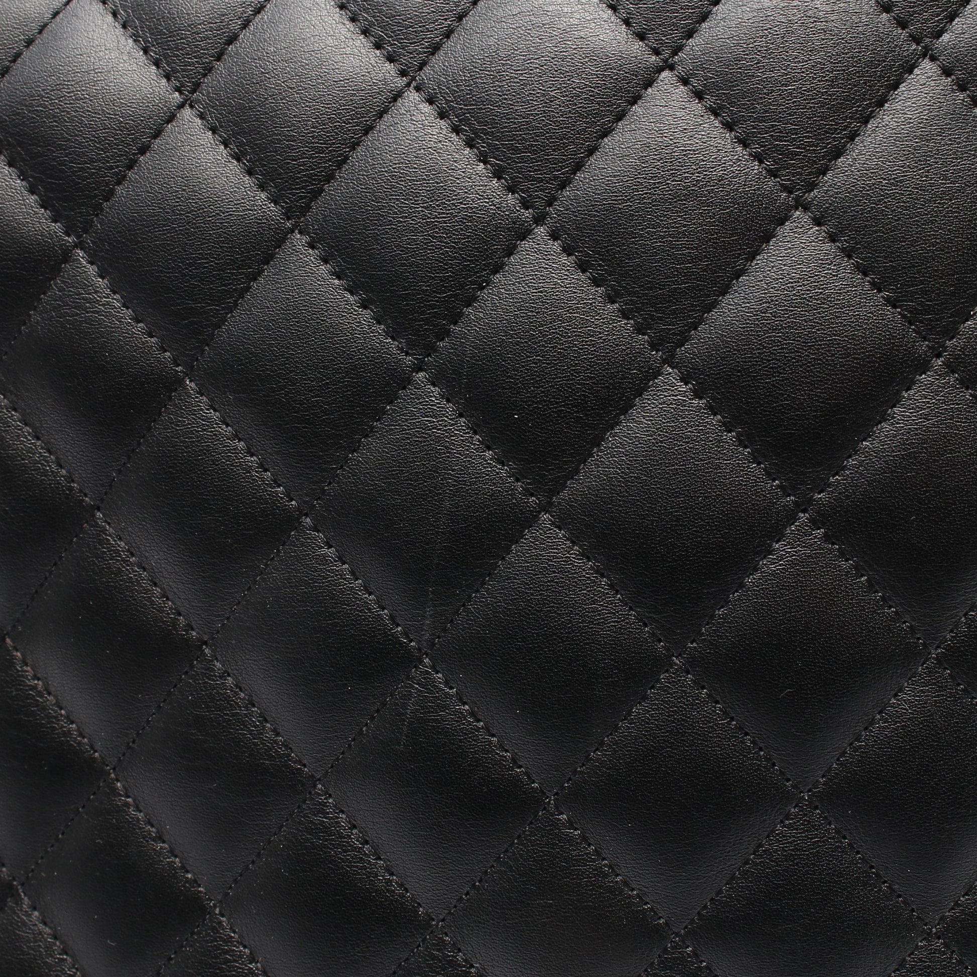 カンボンライン ボストンバッグ ハンドバッグ レザー ブラック グレー シルバー金具 シャネル バッグ CHANEL