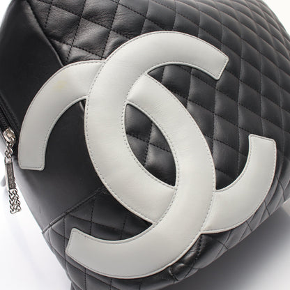 カンボンライン ボストンバッグ ハンドバッグ レザー ブラック グレー シルバー金具 シャネル バッグ CHANEL