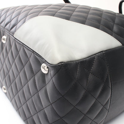 カンボンライン ボストンバッグ ハンドバッグ レザー ブラック グレー シルバー金具 シャネル バッグ CHANEL