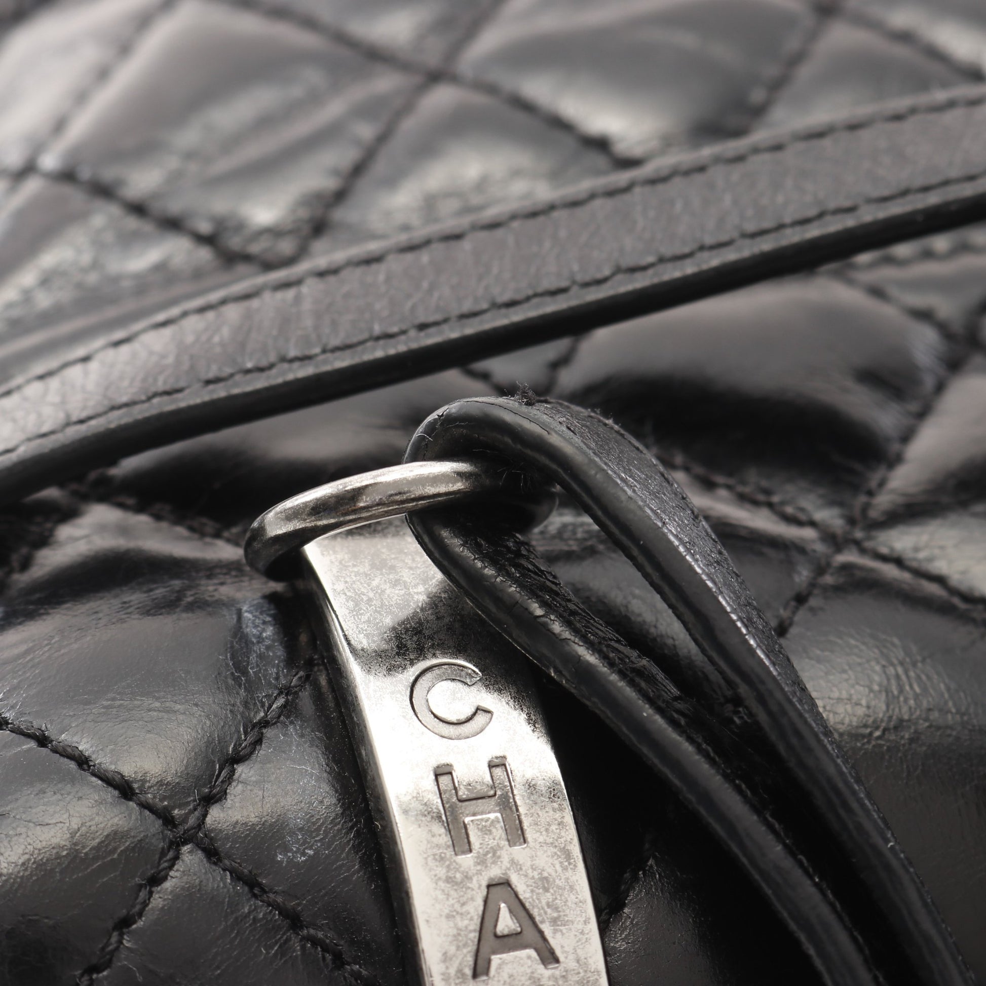 マトラッセ バックパック リュックサック エイジドカーフスキン ブラック アンティークシルバー金具 シャネル バッグ CHANEL