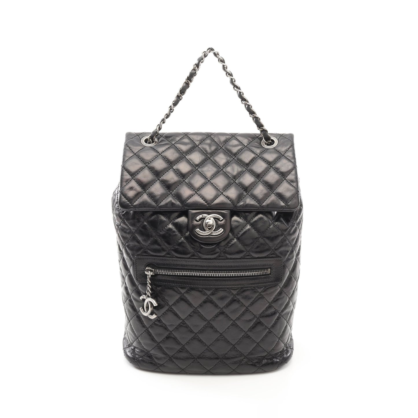 マトラッセ バックパック リュックサック エイジドカーフスキン ブラック アンティークシルバー金具 シャネル バッグ CHANEL