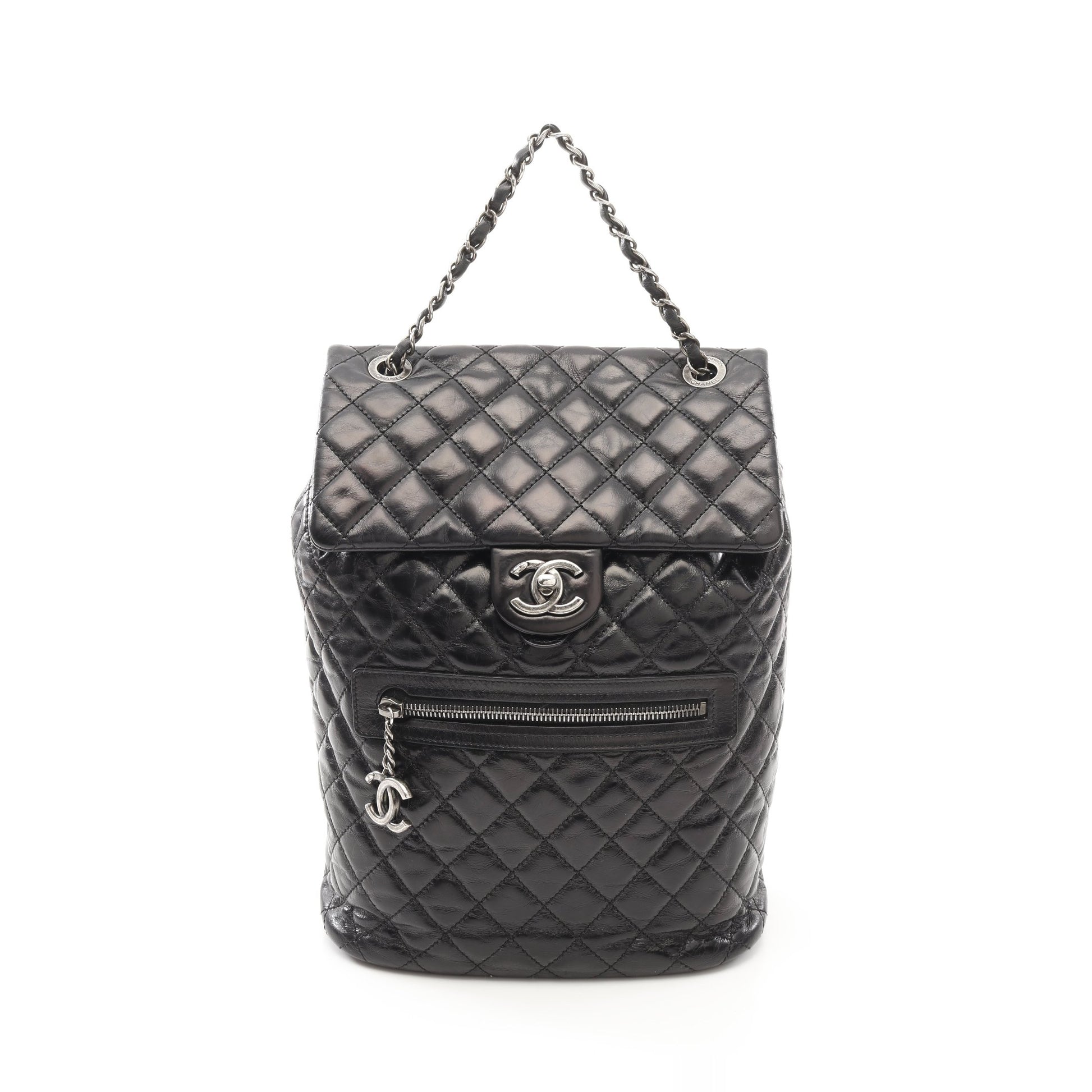 マトラッセ バックパック リュックサック エイジドカーフスキン ブラック アンティークシルバー金具 シャネル バッグ CHANEL
