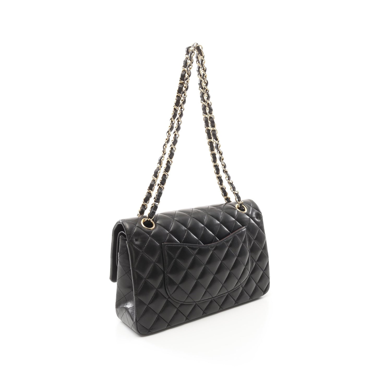 マトラッセ Wフラップ Wチェーンショルダーバッグ ラムスキン ブラック ゴールド金具 シャネル バッグ CHANEL