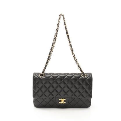 マトラッセ Wフラップ Wチェーンショルダーバッグ ラムスキン ブラック ゴールド金具 シャネル バッグ CHANEL
