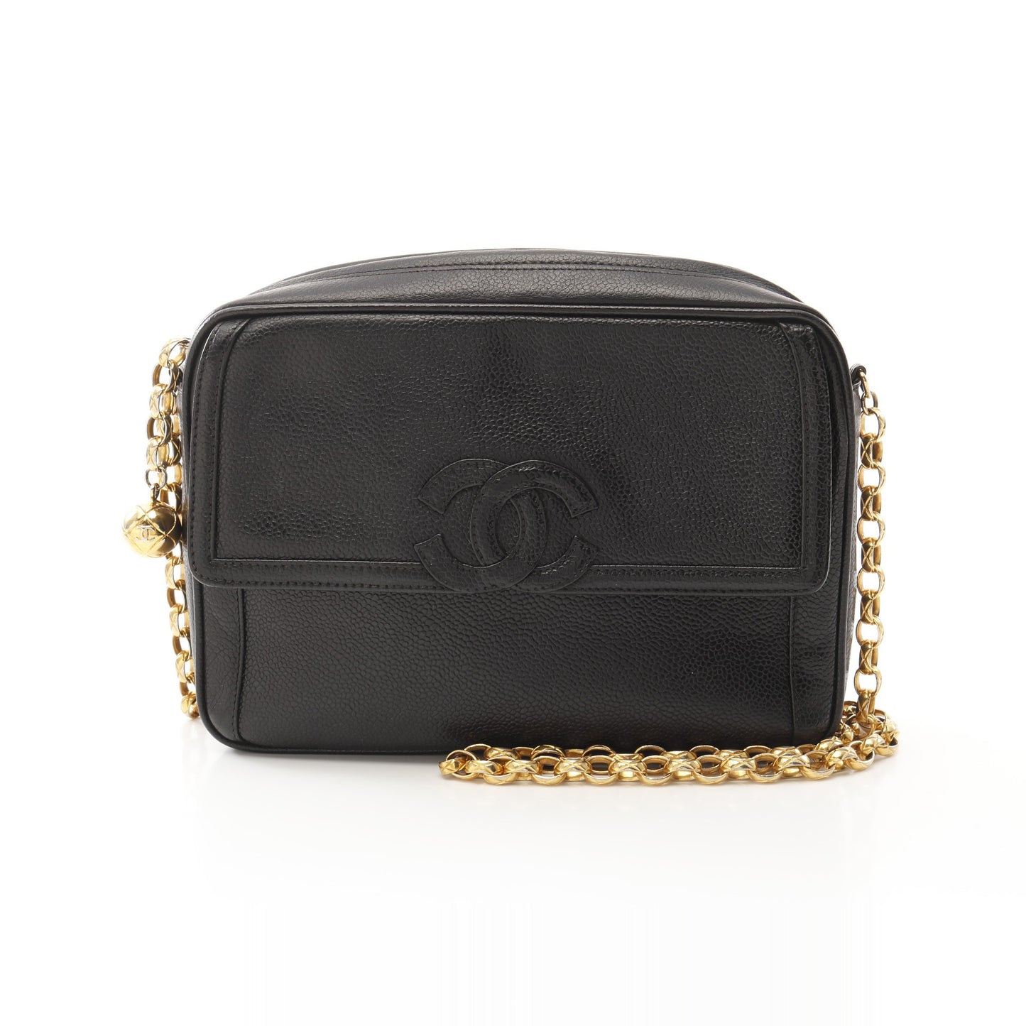 ココマーク チェーンショルダーバッグ キャビアスキン ブラック ゴールド金具 ヴィンテージ シャネル バッグ CHANEL