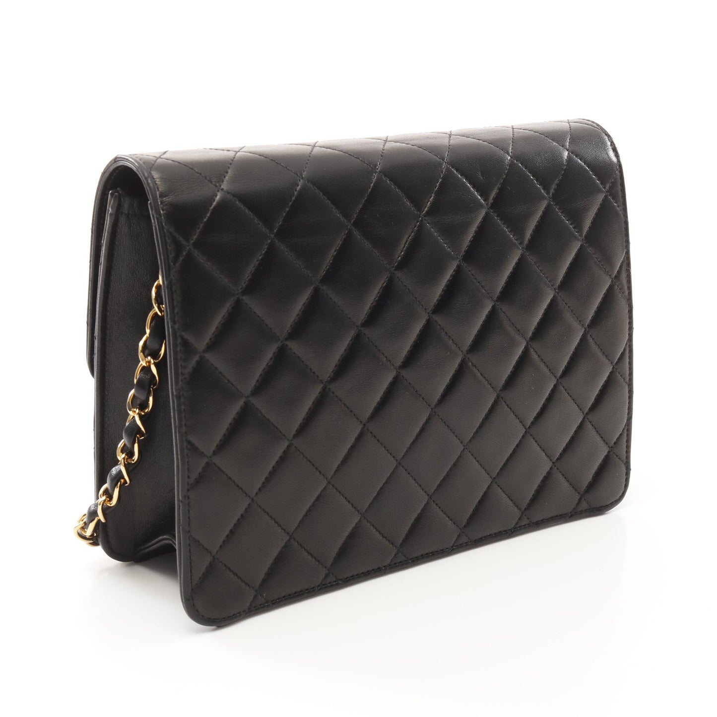 マトラッセ チェーンショルダーバッグ ラムスキン ブラック ゴールド金具 プッシュロック シャネル バッグ CHANEL