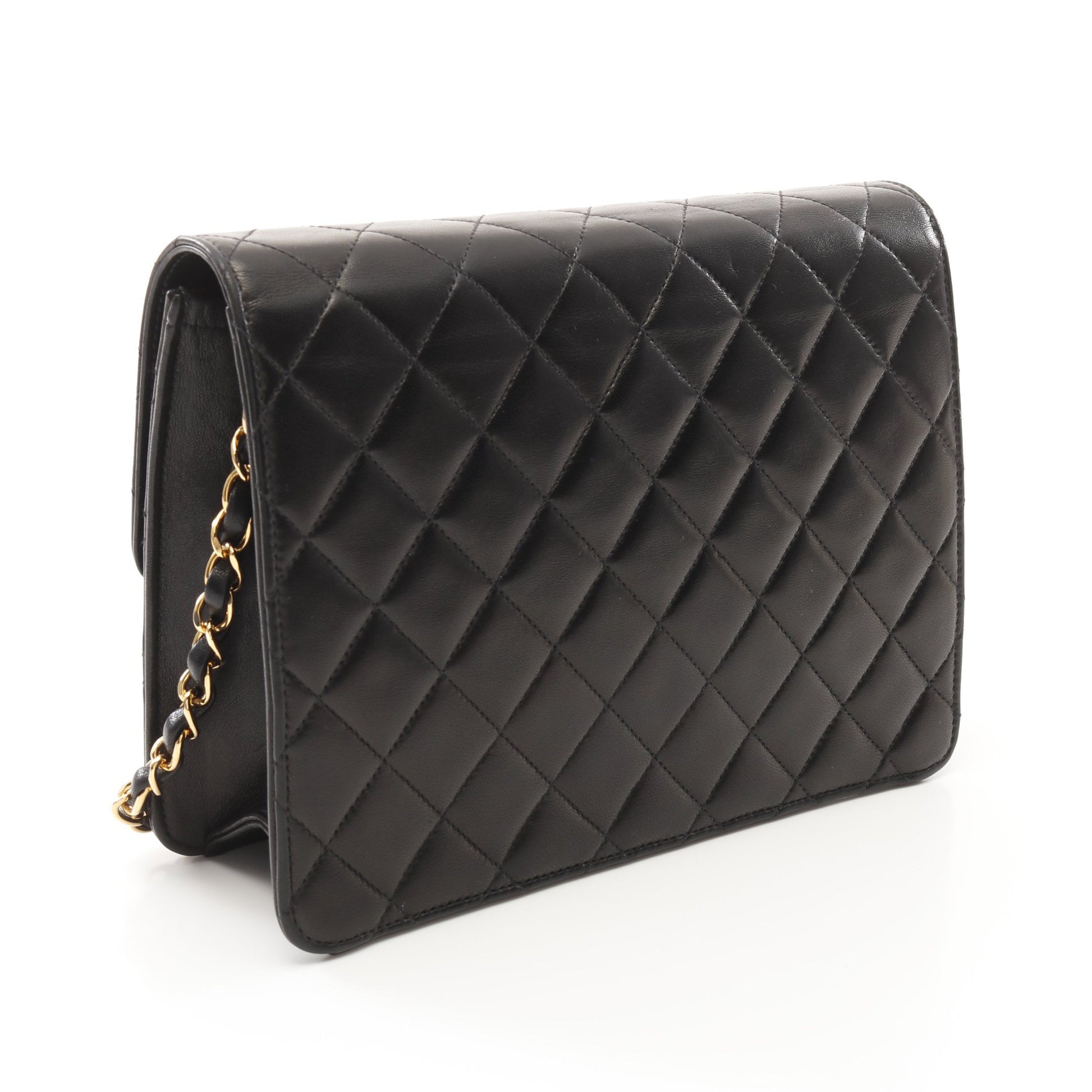 マトラッセ チェーンショルダーバッグ ラムスキン ブラック ゴールド金具 プッシュロック シャネル バッグ CHANEL