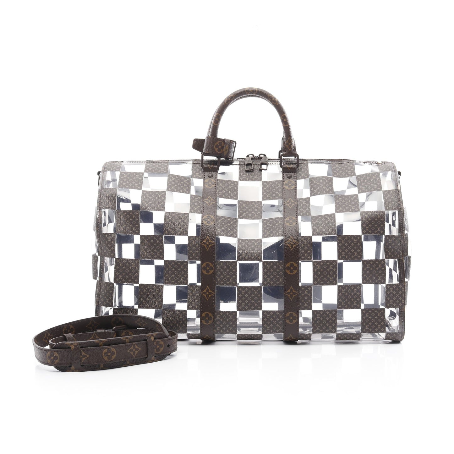 キーポル バンドリエール50 モノグラムチェス ボストンバッグ PVC ブラウン クリア 2WAY ルイヴィトン バッグ LOUIS VUITTON