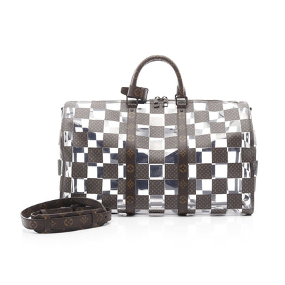 キーポル バンドリエール50 モノグラムチェス ボストンバッグ PVC ブラウン クリア 2WAY ルイヴィトン バッグ LOUIS VUITTON