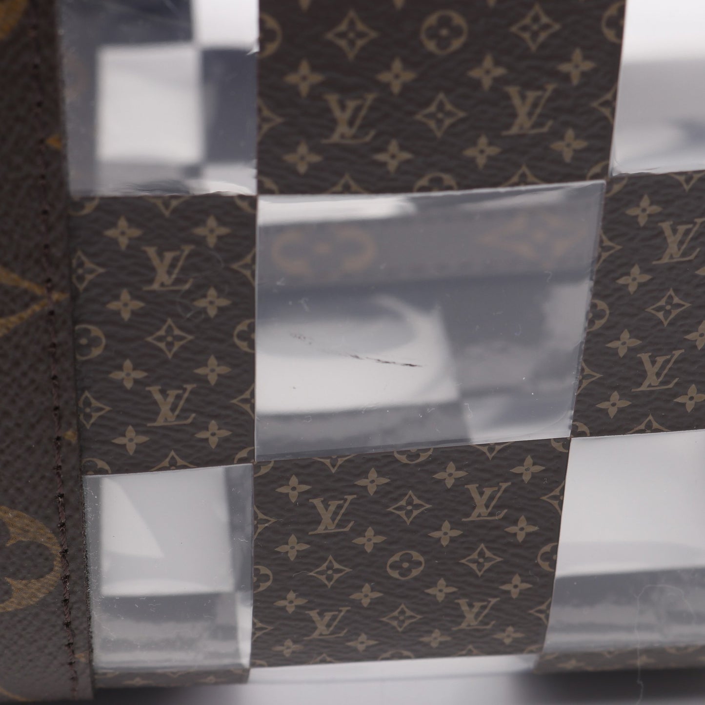 キーポル バンドリエール50 モノグラムチェス ボストンバッグ PVC ブラウン クリア 2WAY ルイヴィトン バッグ LOUIS VUITTON