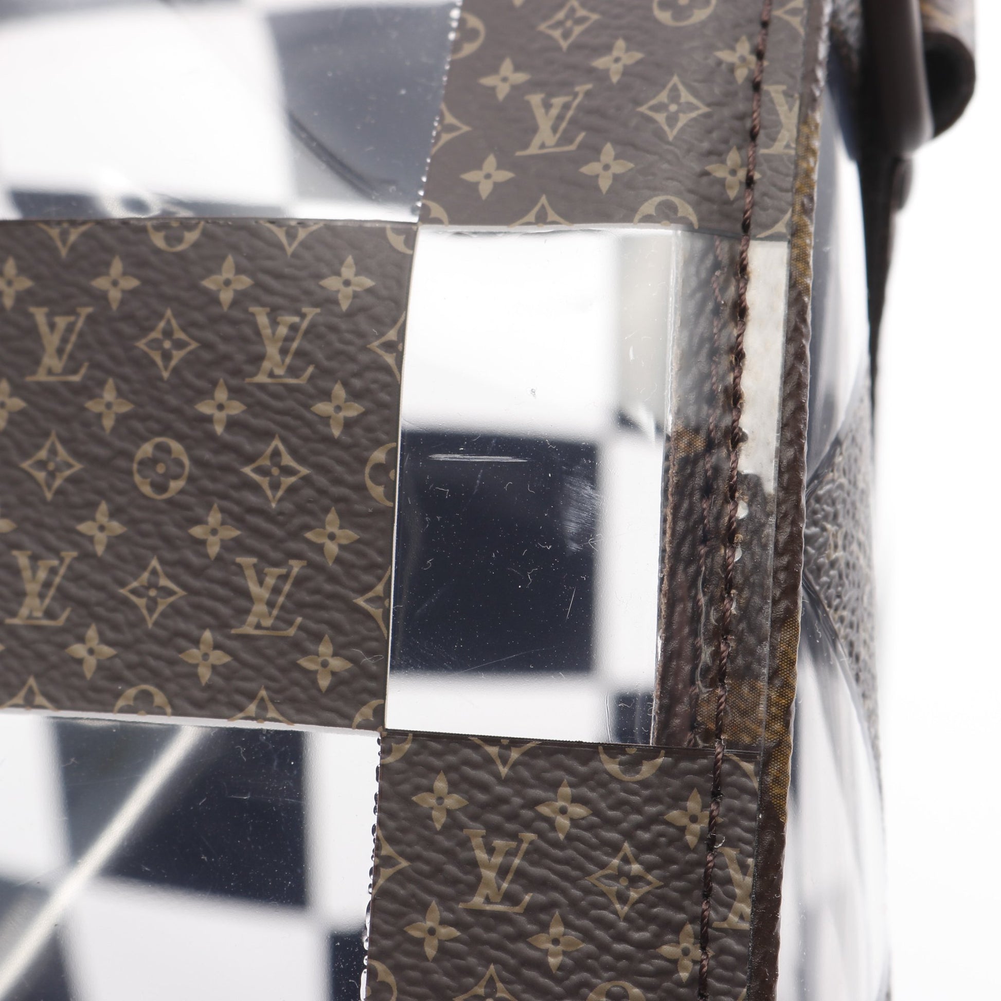 キーポル バンドリエール50 モノグラムチェス ボストンバッグ PVC ブラウン クリア 2WAY ルイヴィトン バッグ LOUIS VUITTON