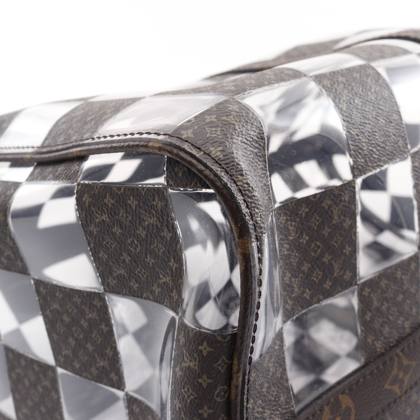 キーポル バンドリエール50 モノグラムチェス ボストンバッグ PVC ブラウン クリア 2WAY ルイヴィトン バッグ LOUIS VUITTON