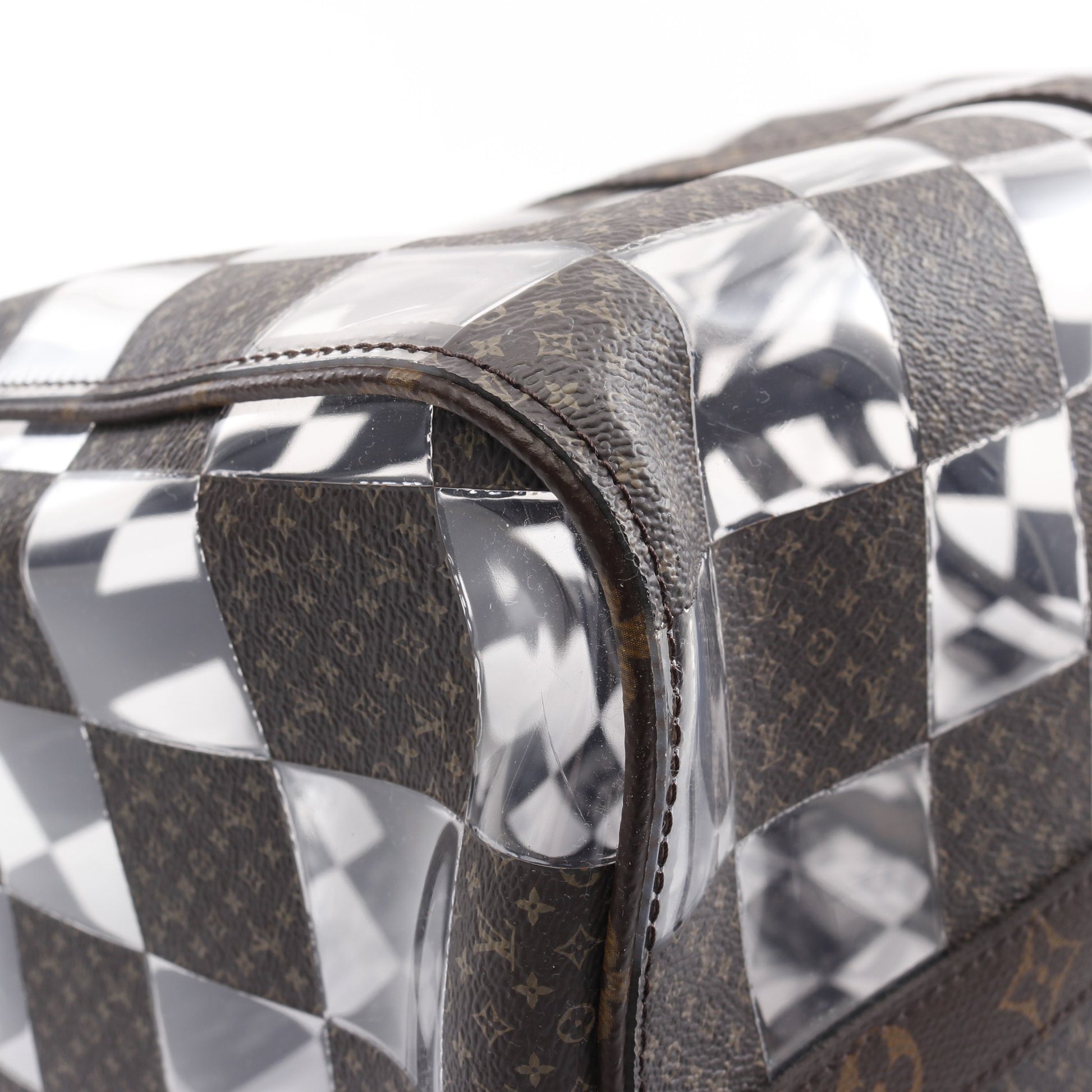キーポル バンドリエール50 モノグラムチェス ボストンバッグ PVC ブラウン クリア 2WAY ルイヴィトン バッグ LOUIS VUITTON