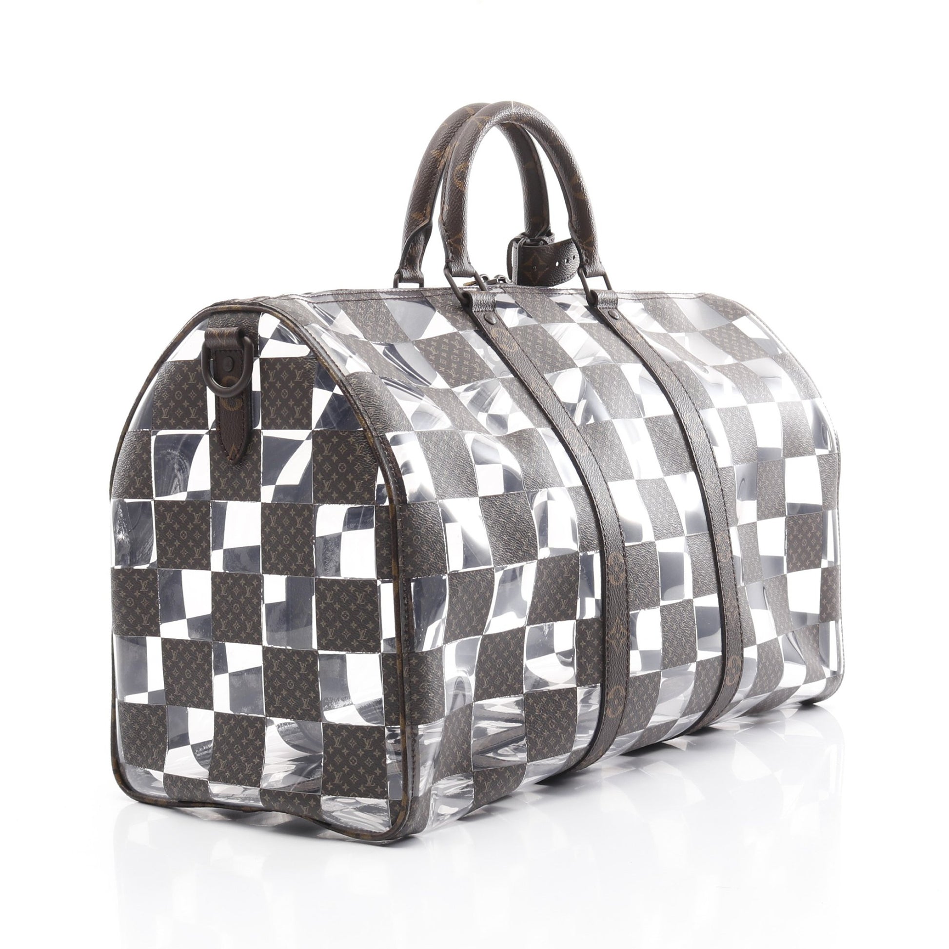キーポル バンドリエール50 モノグラムチェス ボストンバッグ PVC ブラウン クリア 2WAY ルイヴィトン バッグ LOUIS VUITTON
