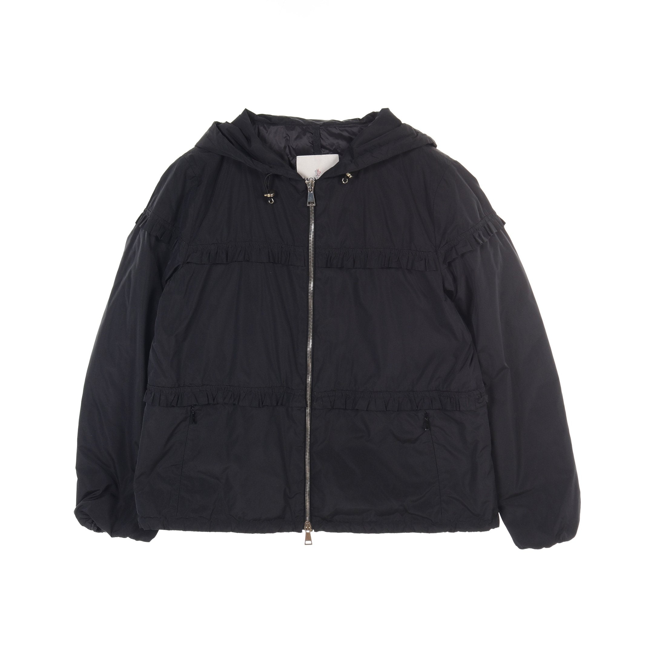 MONCLER 襟フリル付き ブラックジャケット MONCLER 襟フリル付き ブラックジャケット 楽天市場