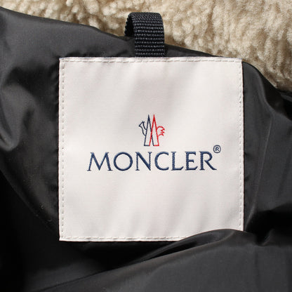 LEO ダウンジャケット ナイロン レザー ブラック ボア フード付き モンクレール アウター MONCLER