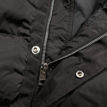 LEO ダウンジャケット ナイロン レザー ブラック ボア フード付き モンクレール アウター MONCLER
