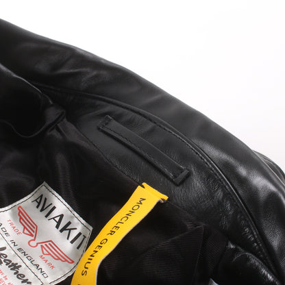 GENIUS 7 FRAGMENT HIROSHI FUJIWARA × Lewis Leathers DWAYNE レザージャケット ライダースジャケット レザー ブラック モンクレール アウター MONCLER