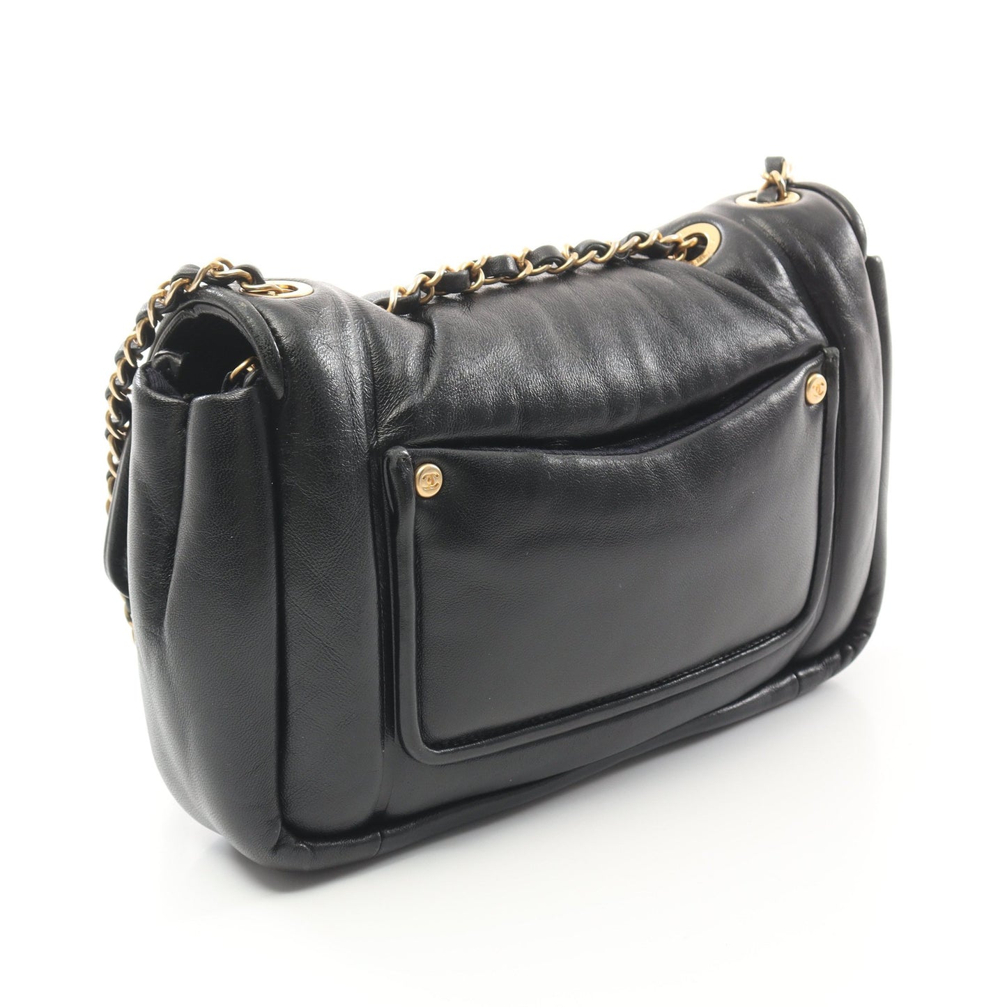 ココマーク チェーンショルダーバッグ ラムスキン ブラック ゴールド金具 シャネル バッグ CHANEL