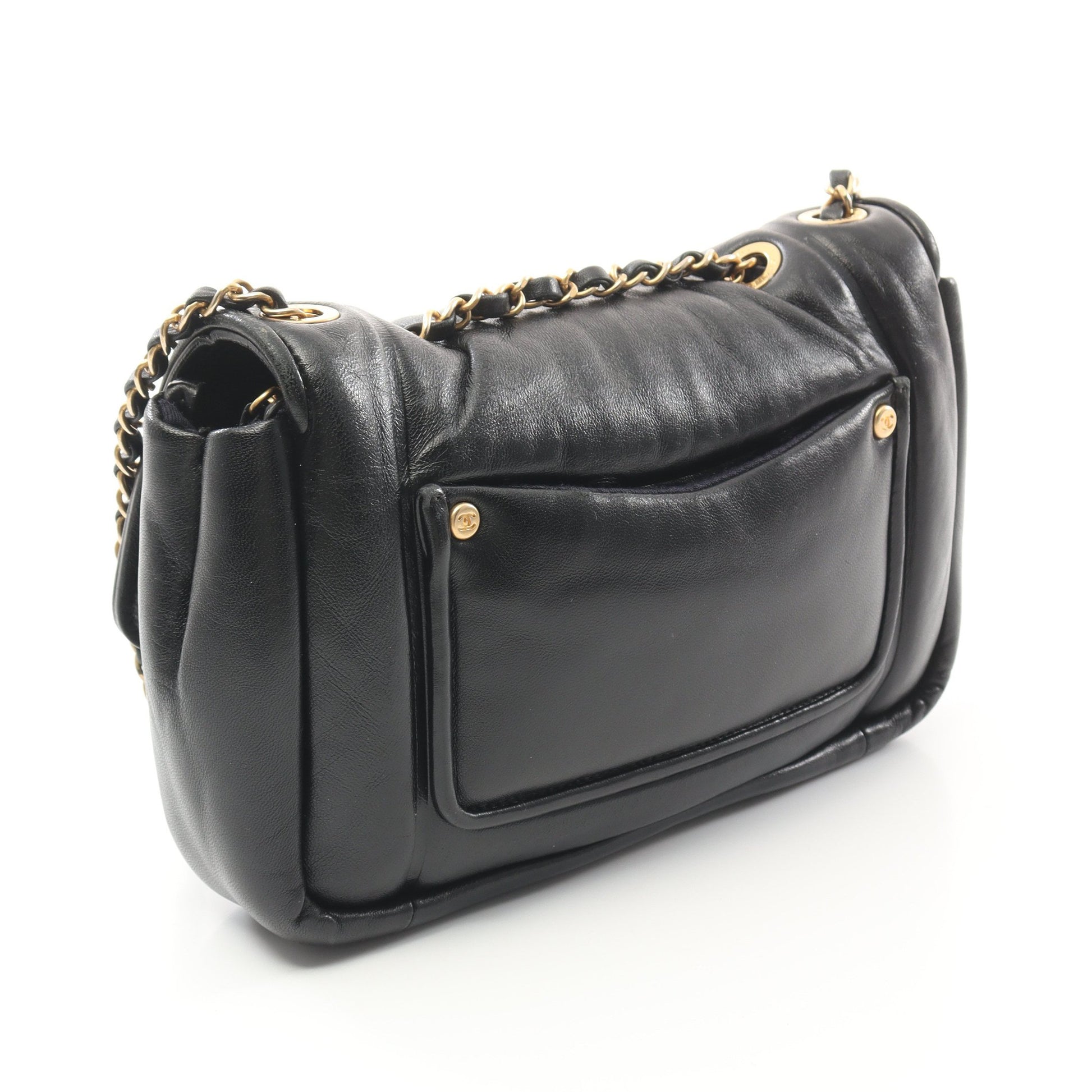 ココマーク チェーンショルダーバッグ ラムスキン ブラック ゴールド金具 シャネル バッグ CHANEL