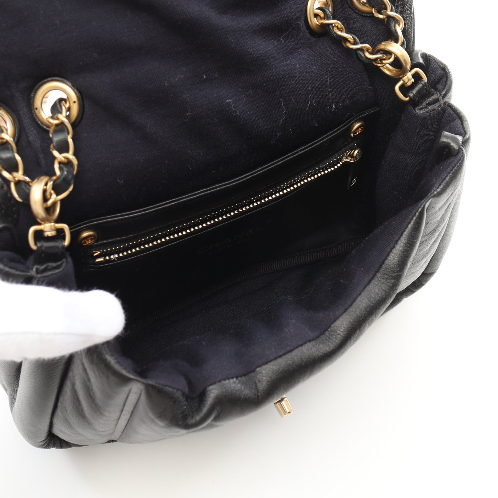 ココマーク チェーンショルダーバッグ ラムスキン ブラック ゴールド金具 シャネル バッグ CHANEL