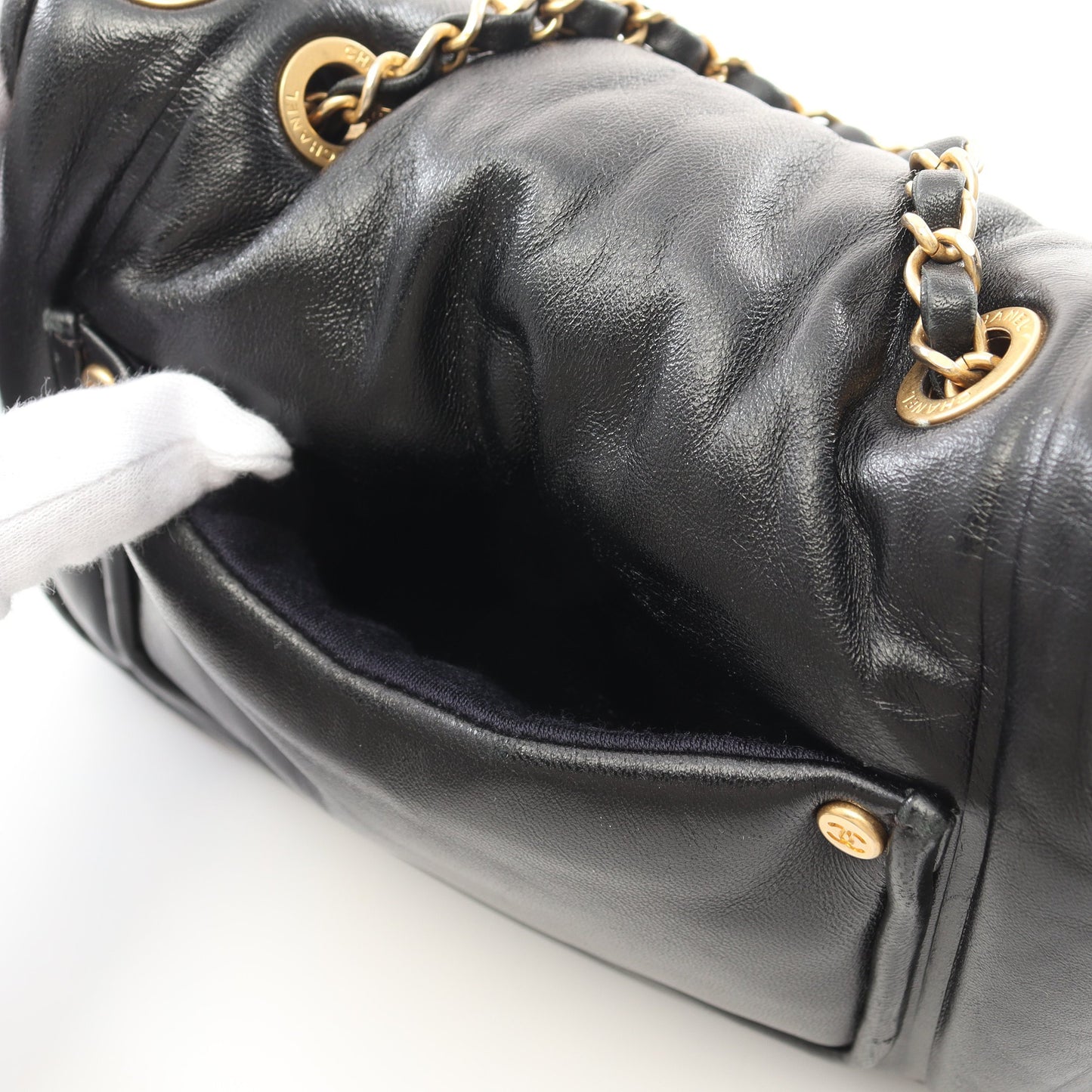 ココマーク チェーンショルダーバッグ ラムスキン ブラック ゴールド金具 シャネル バッグ CHANEL