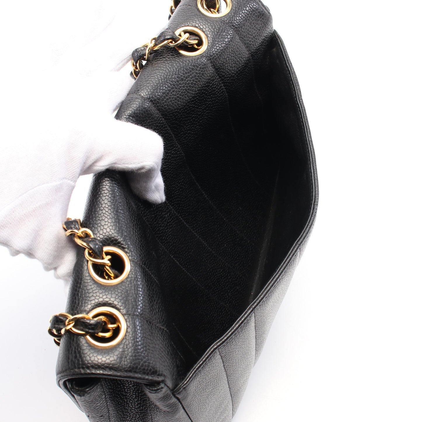 マドモアゼル チェーンショルダーバッグ キャビアスキン ブラック ゴールド金具 シャネル バッグ CHANEL