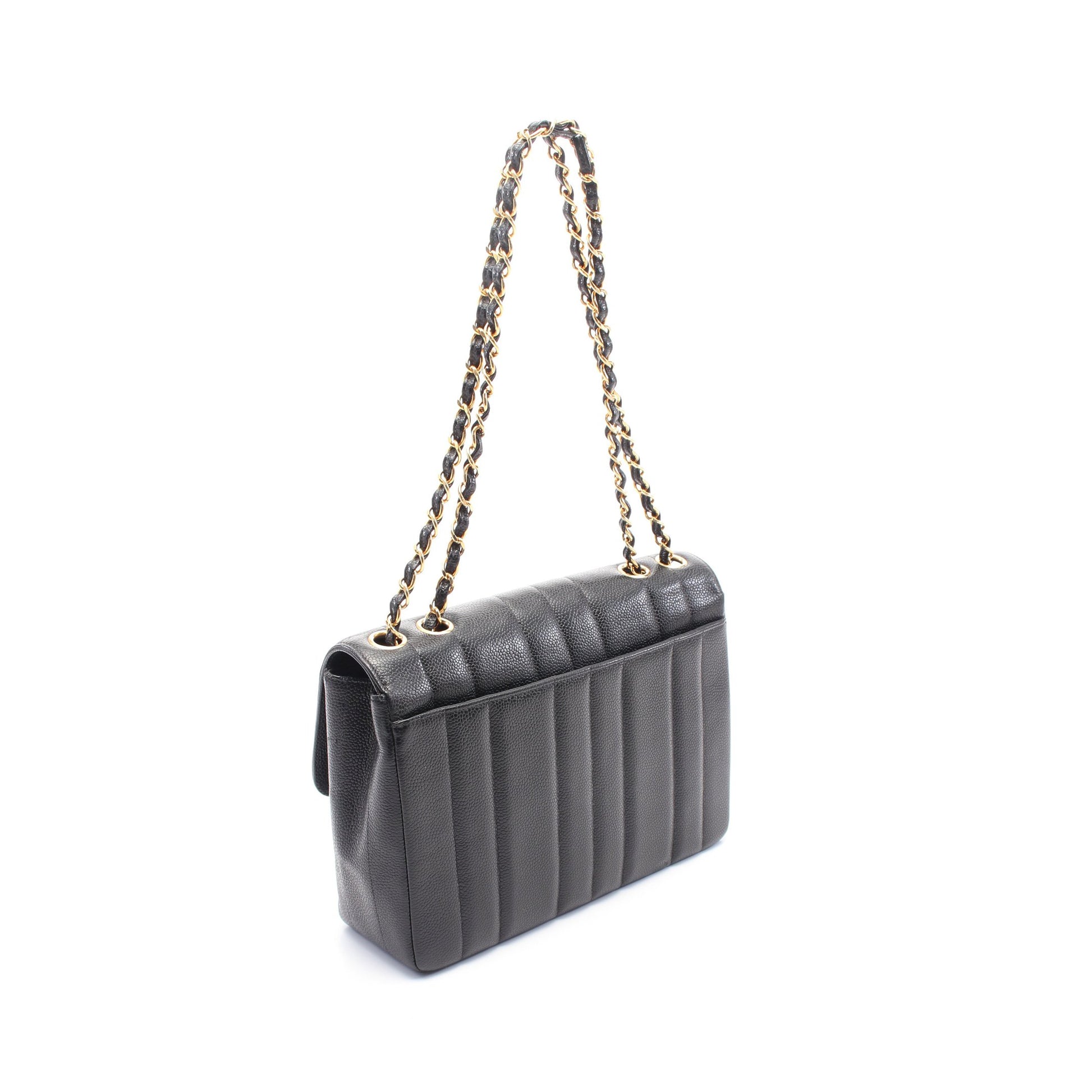 マドモアゼル チェーンショルダーバッグ キャビアスキン ブラック ゴールド金具 シャネル バッグ CHANEL