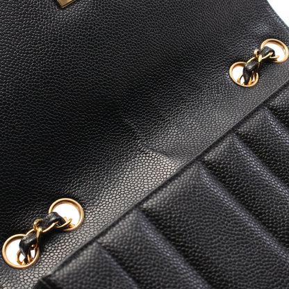 マドモアゼル チェーンショルダーバッグ キャビアスキン ブラック ゴールド金具 シャネル バッグ CHANEL