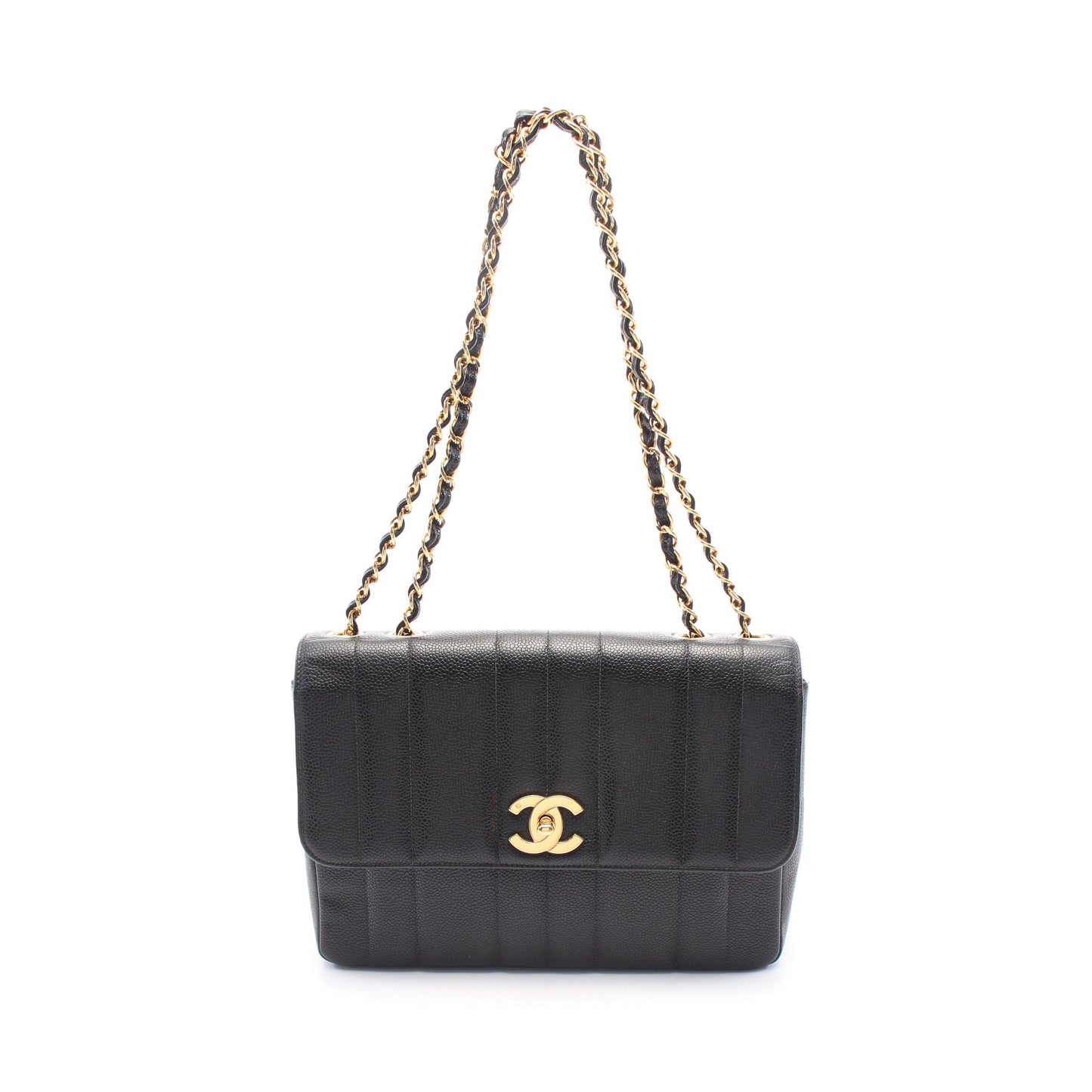 マドモアゼル チェーンショルダーバッグ キャビアスキン ブラック ゴールド金具 シャネル バッグ CHANEL