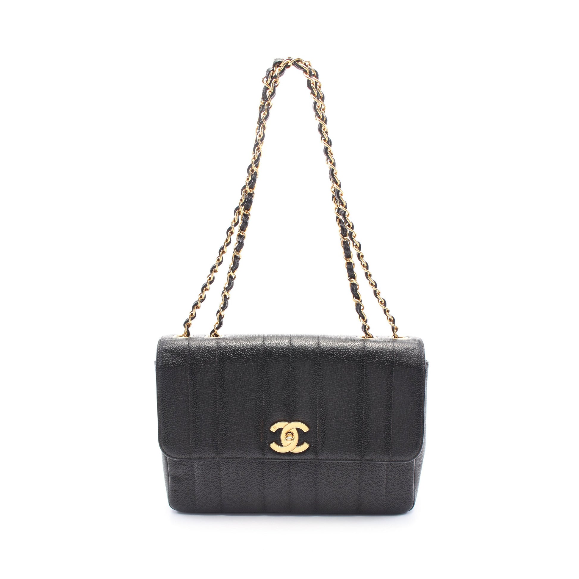 マドモアゼル チェーンショルダーバッグ キャビアスキン ブラック ゴールド金具 シャネル バッグ CHANEL