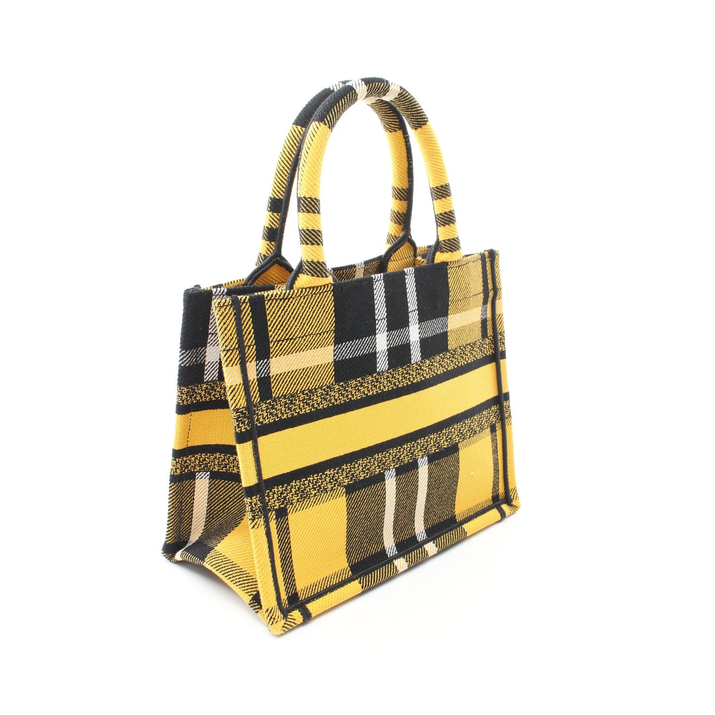 BOOK TOTE ブックトート スモール ハンドバッグ トートバッグ チェック キャンバス イエロー ブラック ホワイト クリスチャンディオール バッグ Christian Dior