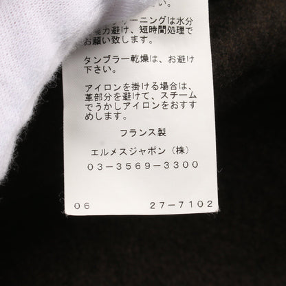 コート ノーカラー カシミヤ ダークグリーン エルメス アウター HERMES