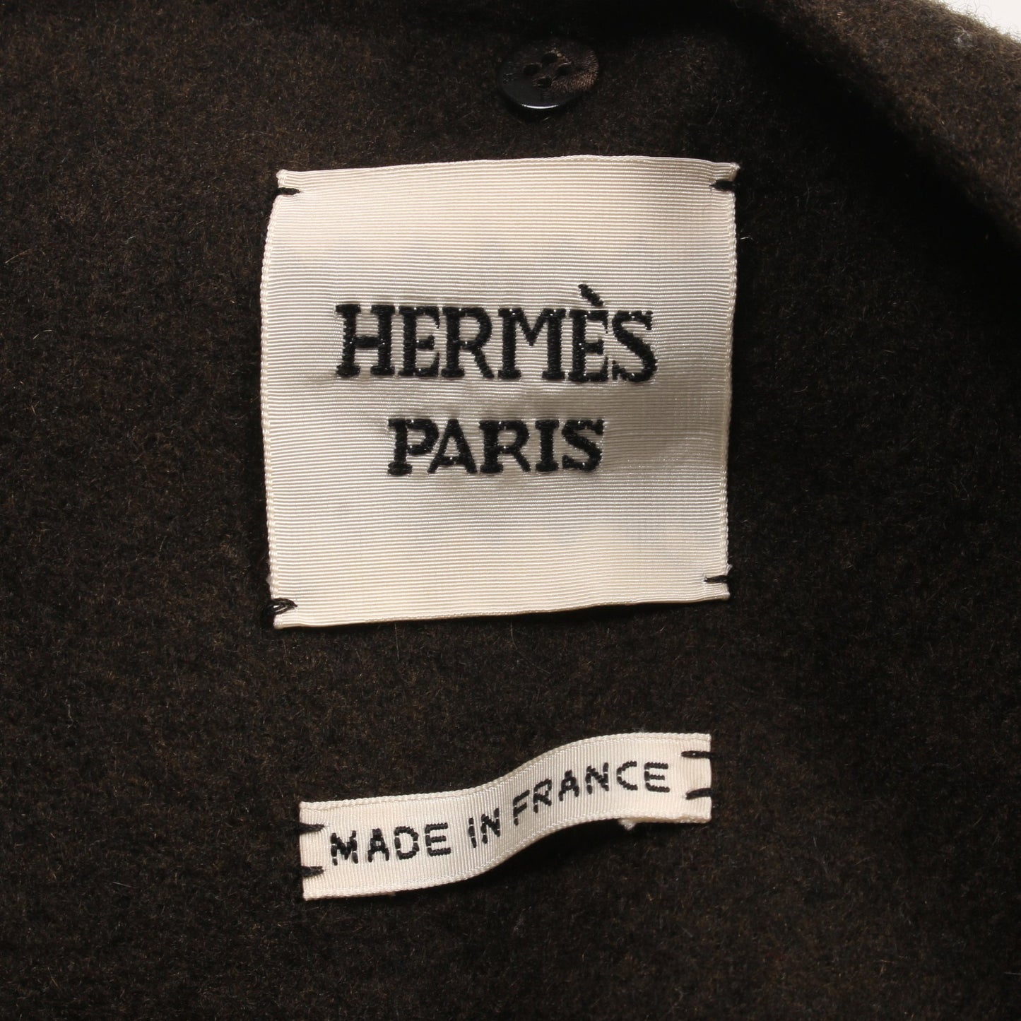 コート ノーカラー カシミヤ ダークグリーン エルメス アウター HERMES