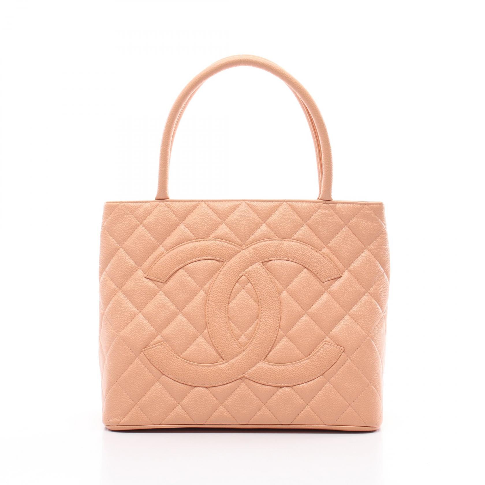 復刻トート ハンドバッグ トートバッグ キャビアスキン ピンクベージュ ゴールド金具 シャネル バッグ CHANEL