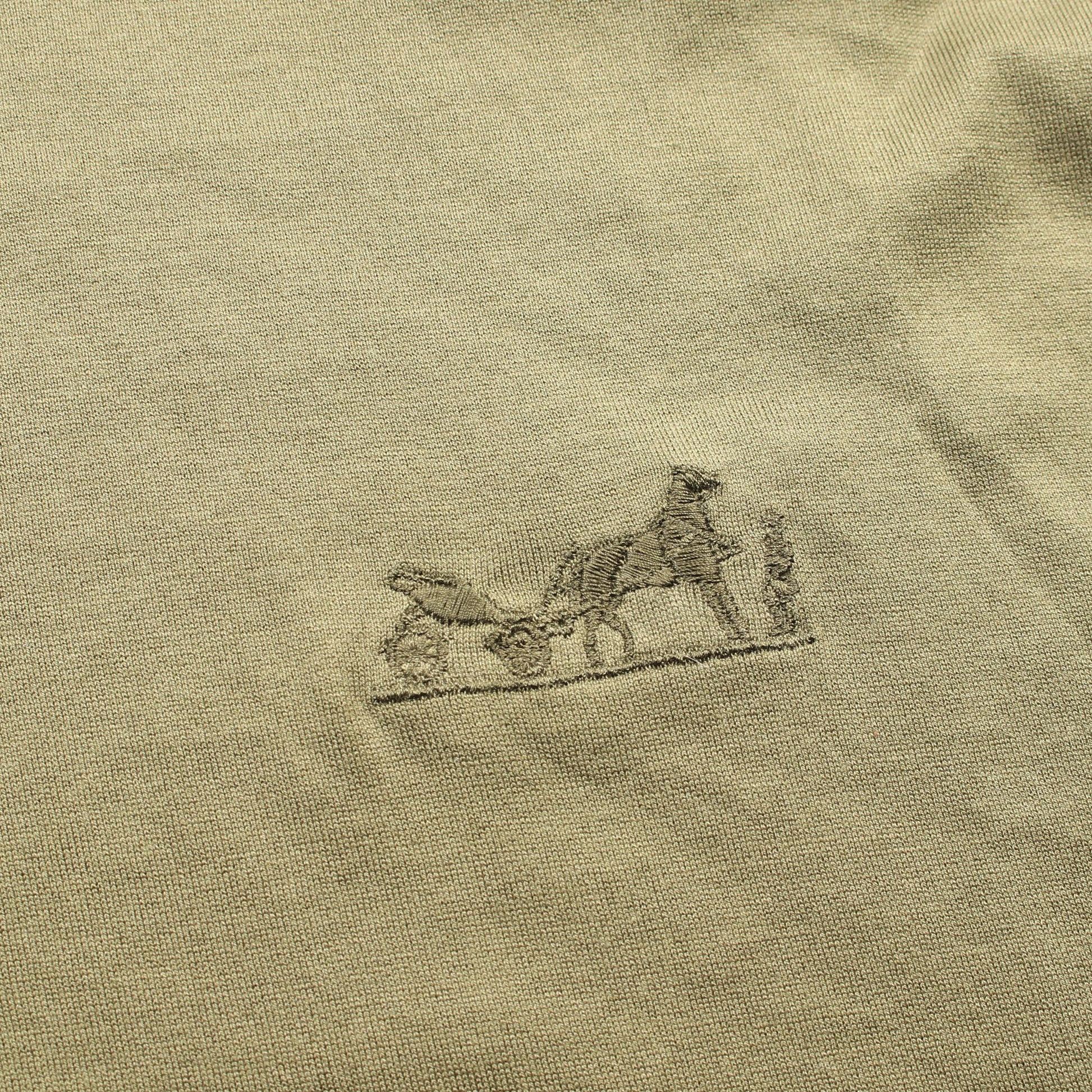 Tシャツ ロゴ刺繍 コットン カーキグリーン エルメス トップス HERMES