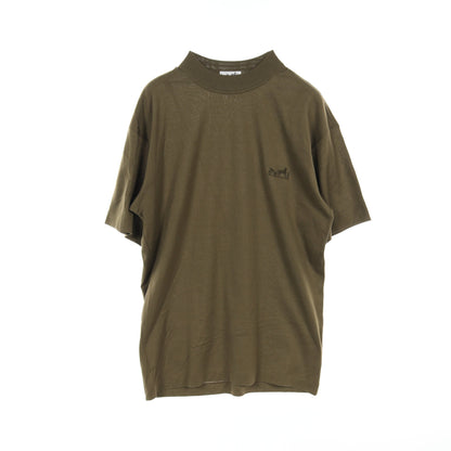 Tシャツ ロゴ刺繍 コットン カーキグリーン エルメス トップス HERMES