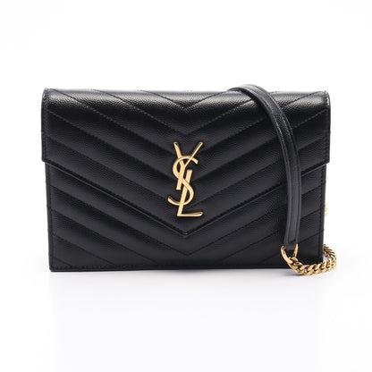 カサンドラ エンベロープ チェーンウォレット レザー ブラック サンローランパリ バッグ SAINT LAURENT PARIS