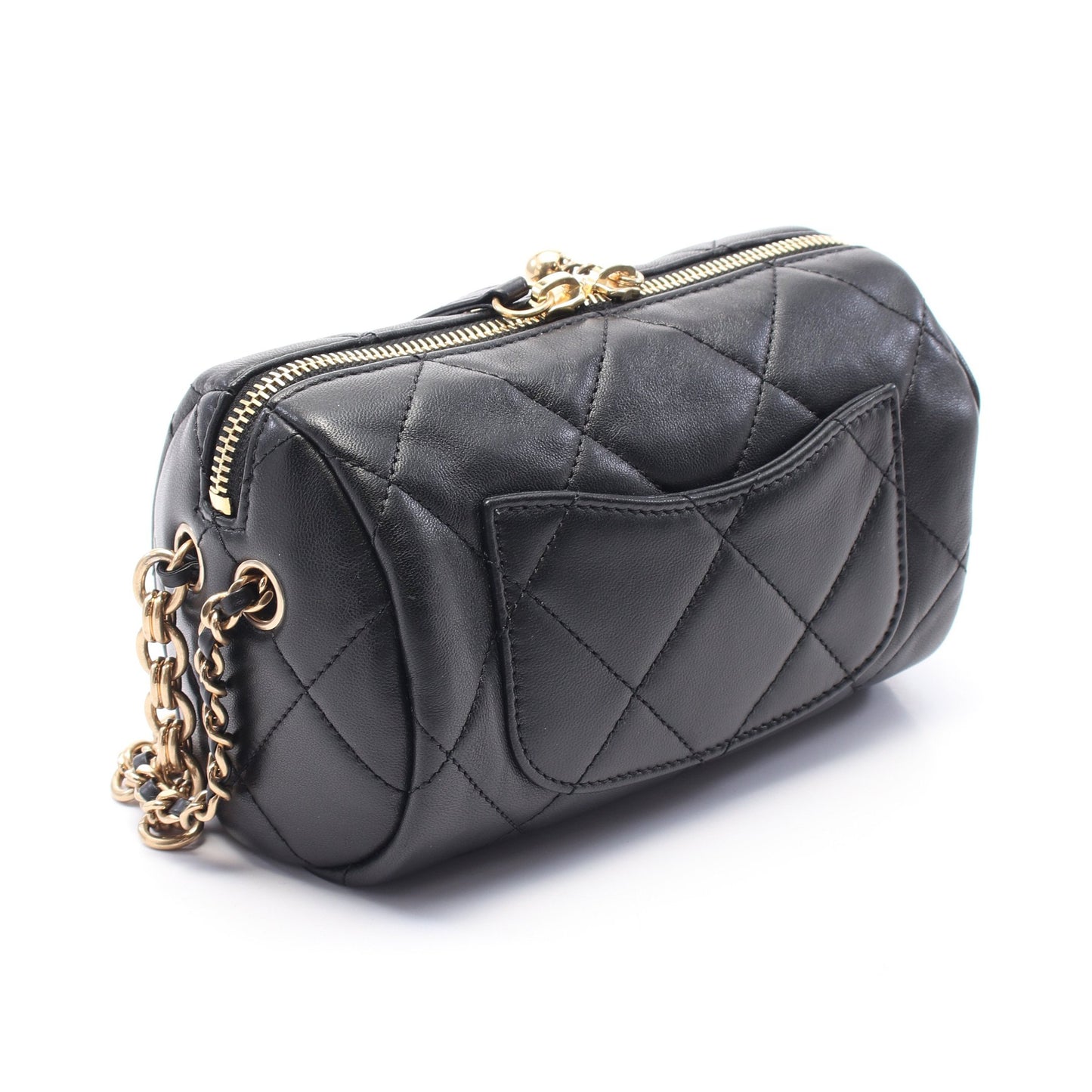 ミニ ボーリング バッグ マトラッセ チェーンショルダーバッグ レザー ブラック ゴールド金具 シャネル バッグ CHANEL